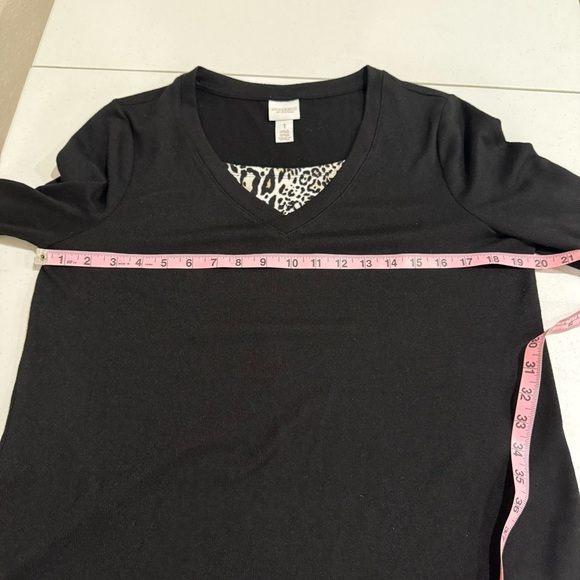 Weekends by Chico’s Layer Look Top Black with Animal Print Size 8 (Chico’s 1) - Picture 5 of 12